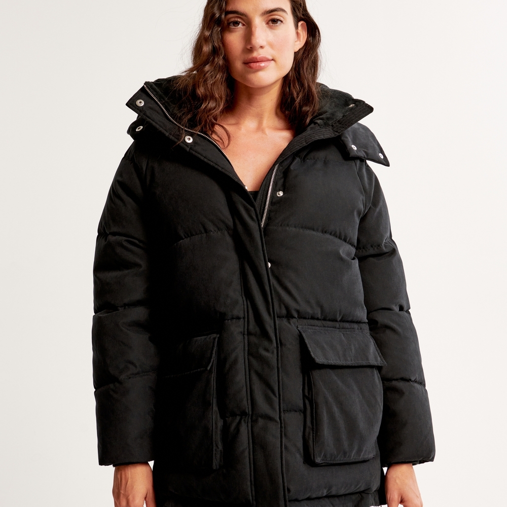 Women's Black Puffer Jacket Abercrombie And Fitch Size M